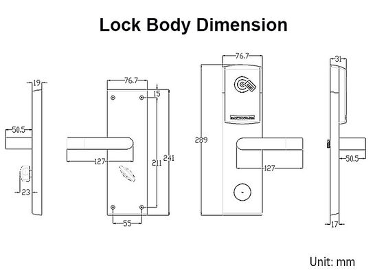 Χάλυβα από ανοξείδωτο χάλυβα CE FCC Card Hotel Keyless Digital Door Lock με ενεργειακή εξοικονόμηση