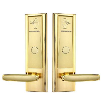 Χρυσή κλειδαριά πορτών καρτών κλειδαριών 6V Guesthouse Rfid πορτών εισόδων 280mm Keyless